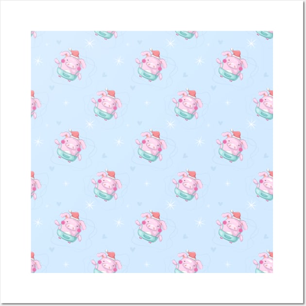 Lovely Pig Pattern Wall Art by aquariart